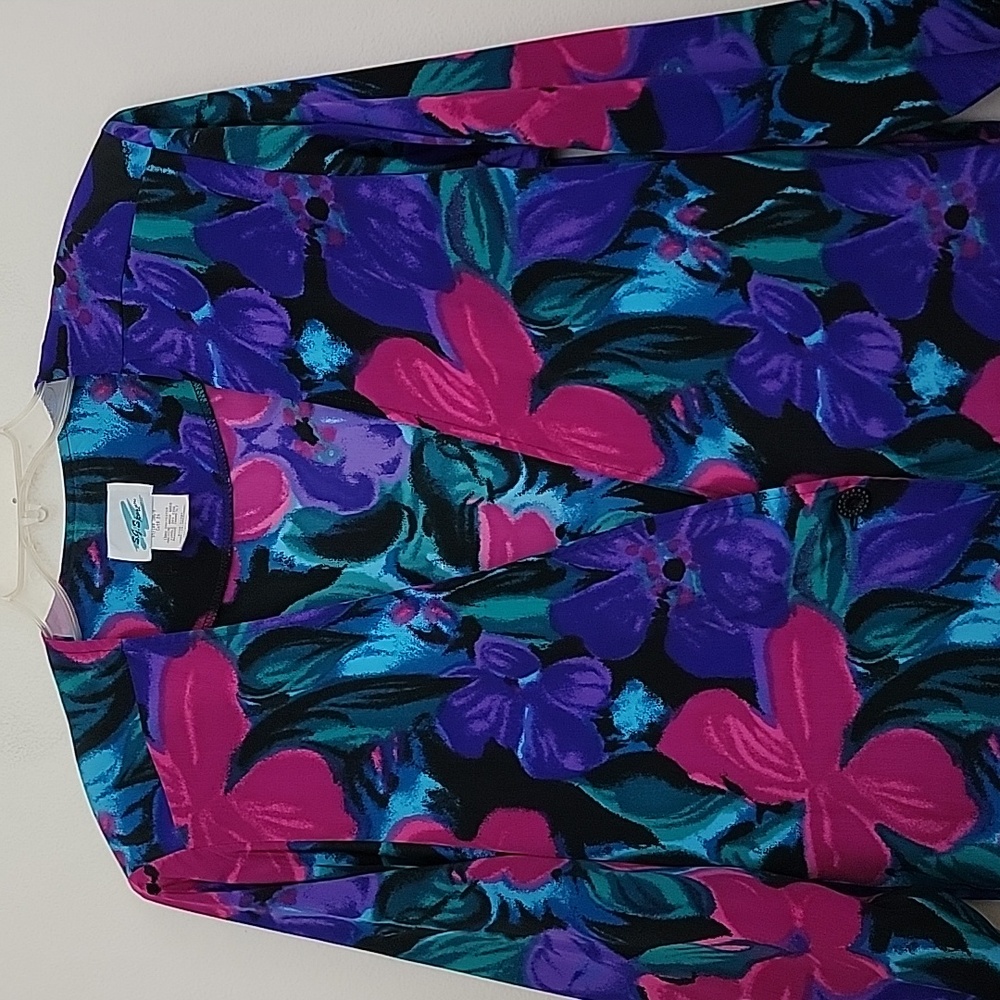 Vintage S.G. Sport Floral Artsy Purple, Pink, Blue, Green & Black Blazer M - Picture 3 of 16